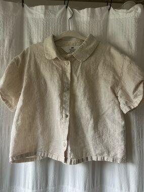 H&M Kids Button-Down Shirt in Cream